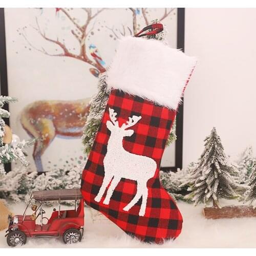 Pouch Xmas Party Home Decoration Lovely Knitted Socks Children Gift Bag Christmas Decoration with Hanging Rope