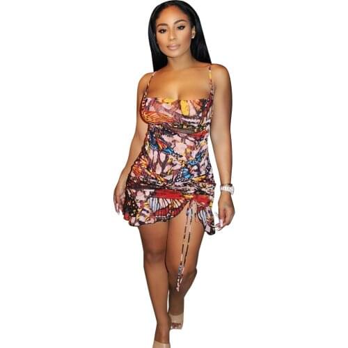 Trendy dress new pleated sling dress