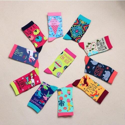 Fashion Happy Socks Ladies Girls Cotton Soft Sox Beautiful Curve Men Funny Women Art Socks
