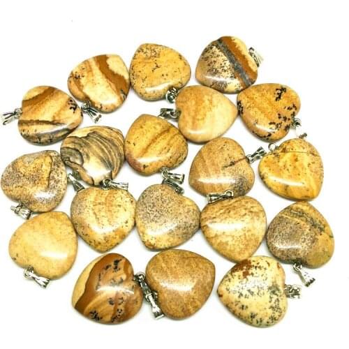 Fashion Stone Heart Earring Charms 20 mm Picture Picasso Stone DIY Jewelry Making Findings