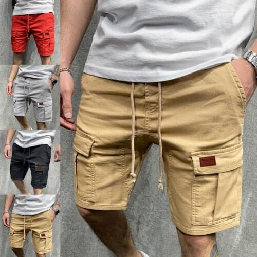Mens Summer Breeches and Shorts 2021 Woven Pocket Paste Leather Cargo Shorts Homme classic Brand Clothing Casual Shorts шорты