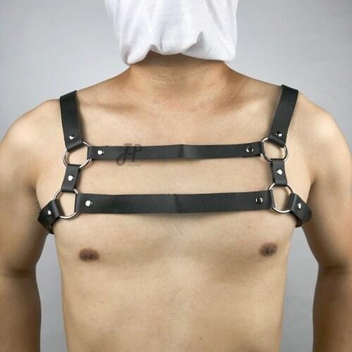 Male Fetish Leather Belt Men Harness Adjustable Gothic Chest Bondage Gay Clothes Strap Punk Rave Sissy Costumes for BDSM Gay Sex