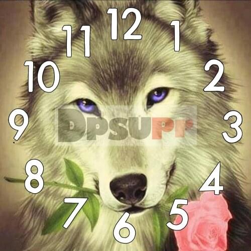 Dpsupr 5D Diamond Painting Kit With Clock Mechanism Cross stitch Full Square Round Diamond Embroidery Wolf Mosaic Home Gift Hj04