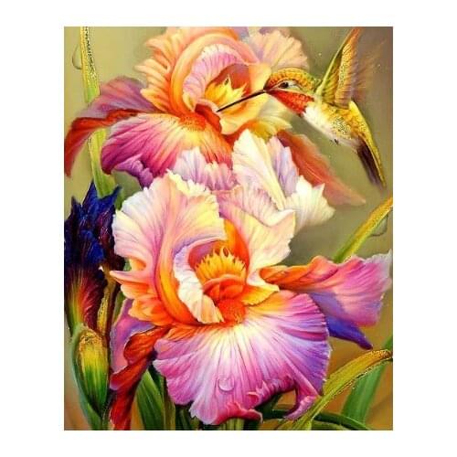 Cross Stitch Kits Iris and Hummingbird personality Crafts Art Needlework 14CT Unprinted Embroidered Handmade Wall Home Decor
