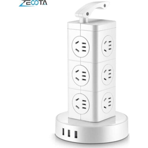 Multiple Tower Power Strip Surge Protector Vertical Outlets AU Plug Socket with USB 2500W Switch 2.6m Extension Cord Home Office