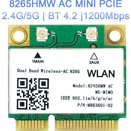 New Wireless AC 8265 for Intel 8265HMW 2.4G/5Ghz 802.11ac 867Mbps Bluetooth 4.2 8265AC MINI PCI-E WIFI network Card for Win 7 8