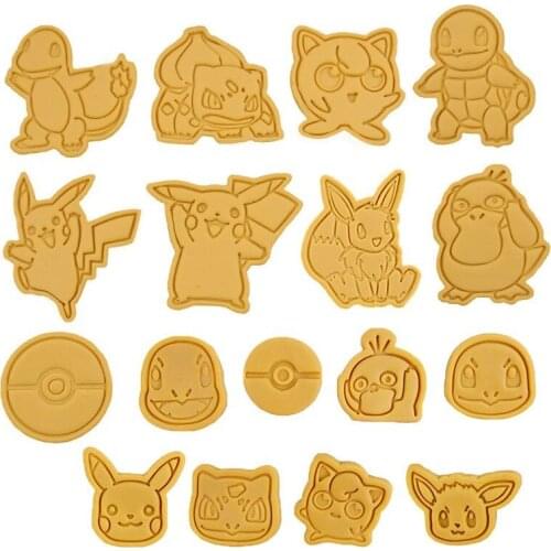 Pokemon Pikachu Cake Cookie Plastic Baking Mould Cookie Cutter Set Cartoon Biscuit Baking Tools Decoration Tool Birthday Gift