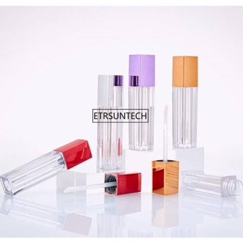 100pcs 4ml Empty Lip Gloss Bottle,Red cap DIY Plastic Lipgloss Tube,Beauty cosmetic packing container F3902