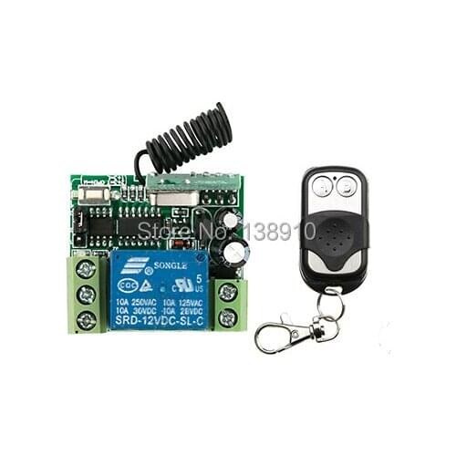 Radio Remote Control Switch DC12v Mini Receiver Metal Push Button Transmitter Learning Code /lamp/ window/Garage Doors