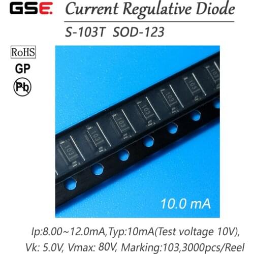 S-103T 10.0MA SMD SOD-123 CRD / CURRENT REGULATIVE DIODE NEW Applied to LED lamps and lanterns 10PCS/LOT