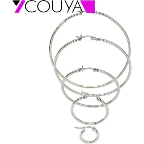 Stainless steel jewelry silver color thin oval hoop earrings for Women Surgical steel material healthy and Anti Allergic