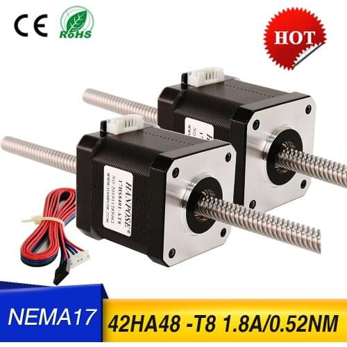 NEMA17 stepper motor 17HA8401-T8 300MM 1.7A 52N.cm trapezoid screw reciprocating expansion For 3D Printer Monitor Equipment