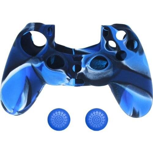 Full protector Camouflage Silicone Cover Case Skin+2 Joystick Cap for Sony PS4 PlayStation 4 Controller Joystick Cap