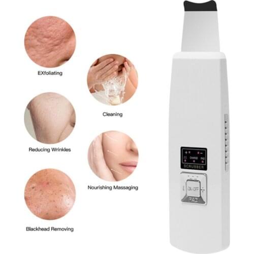 Ultrasonic Skin Scrubber Deep Cleaning Face Remove Dirt Blackhead Reduce Wrinkles Vibrating Facial Cleansing Skin Machine