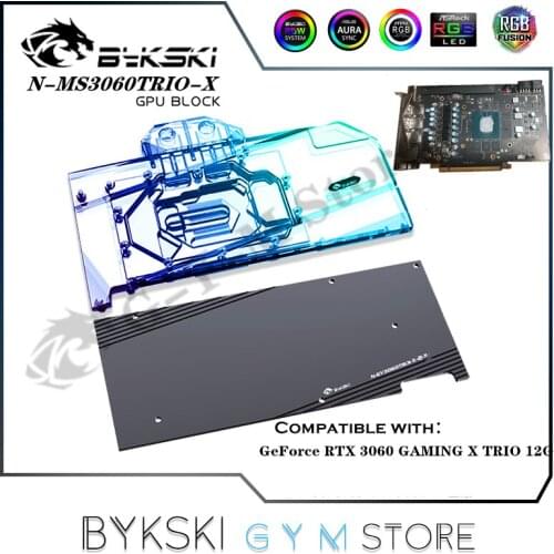 Bykski Graphics Card GPU Water Block For GeForce RTX 3060 GAMING X TRIO 12G VGA Liquid Cooler + Backplate 12V 5V N-MS3060TRIO-X