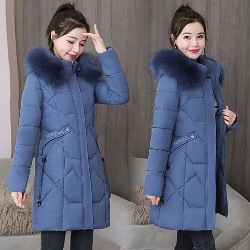 SWREDMI Winter Jacket Women New Fashion Large Fur Collar Winter Coats Hooded Long Cotton Padded Clothing Ladies Plus Size 4XL