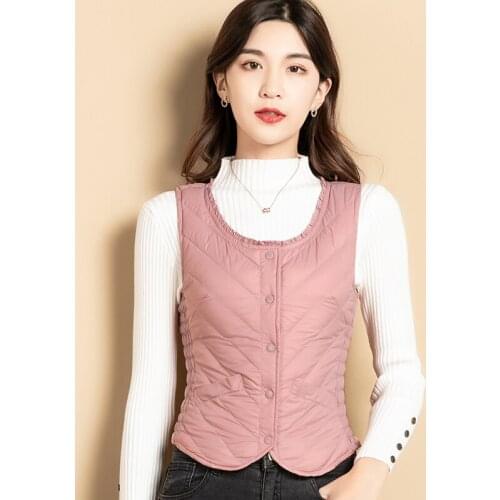 Winter Down Vest Women Outerwear Autumn Womens Slim Fit Vest Sleeveless Waistcoat Jacket Warm Windproof Female Tops S-5XL