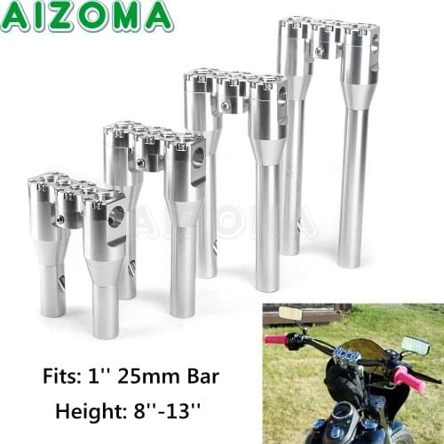 1 inch Silver Upright Handle Bar CNC Motorcycle Handlebar Risers Rise 6 7 8 9 10 11 12 13'' For Harley Sportster Bobber Touring