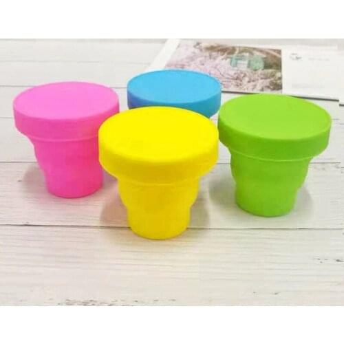 1PC Portable Silicone Retractable Folding Cup With Lid Telescopic Collapsible Drinking Cup Outdoor Travel Water Cup Random Color
