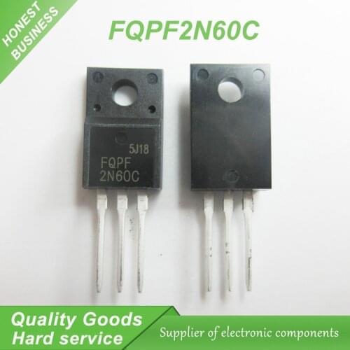 10pcs FQPF2N60C 2N60C 2N60 600V 2A MOSFET N-Channel transistor TO-220F new original
