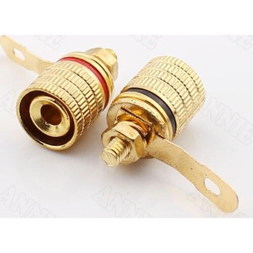 10pcs/lot Audio Wire Socket Trench Excavated Straight Burr Gold Plated Plug Connector