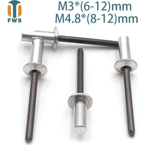 10 PCS M3/M4.8 DIN EN ISO 15973 GB /T 12615.1 Aluminum Steel Closed End Blind Rivets With Break Pull Mandrel Protruding Head