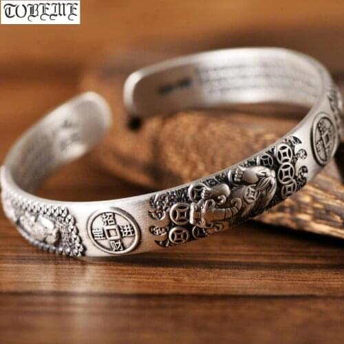 100% 999 Silver Pixiu Bracelet Fengshui Piyao Bangle Pure Silver Lucky Animal Bracelet Good for Wealth