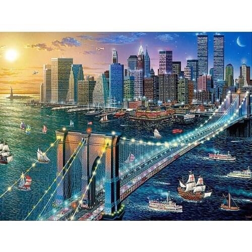 MM 14/16/18/28 CROSS STITCH Full Round Drill 5D DIY Diamond Painting " Urban Landscape " 3D Embroidery Cross Stitch Home Decor