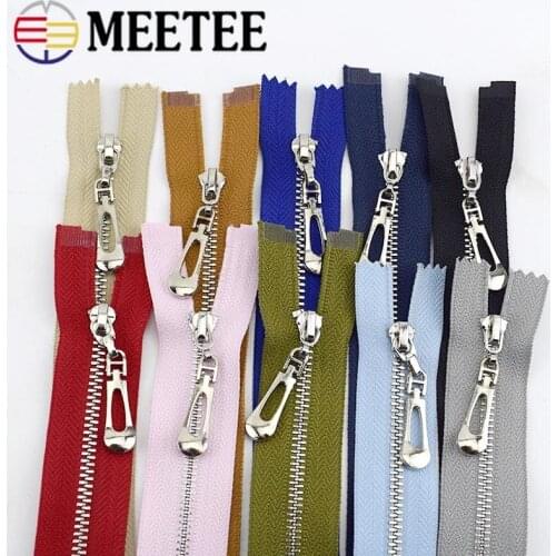 2pcs 15/18/20/25/30cm 3# Metal Zipper Close-End Zippers 40-70cm Open-End DIY Silver Tooth Coat Decoration Zip Sewing ZA097