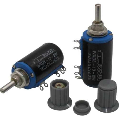 2pcs WXD3-13-2W Shaft Dia 22k ohm Rotary side Multiturn Potentiometer 10 turn potentiometer 10 ring potentiometer + 2pcs knob