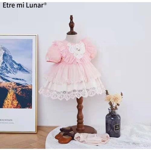 2021 Flower Girl Dress Pink Sweetheart Palace Turkish Princess Ball Gown Dress Birthday Party Dress L4238