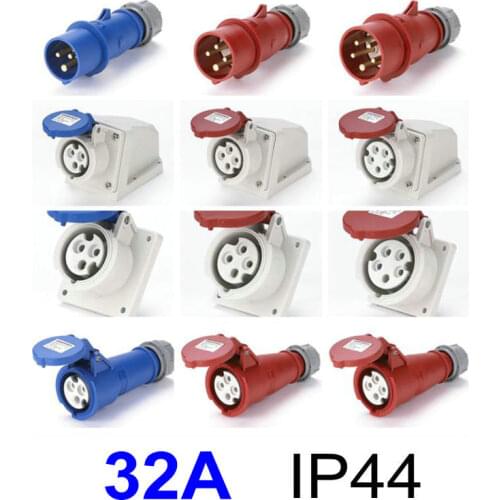 32A IP44 Waterproof Electric Industrial Connector 3P 4P 5P Male/Female Industrial Plug Socket