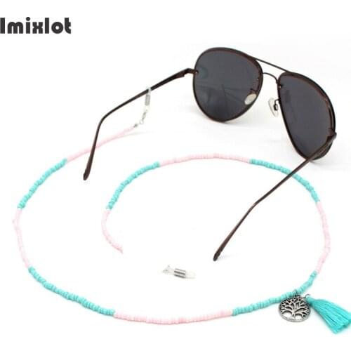 Fashion Life Tree Glasses Chain for Women Multiple Beads Eyeglass Sunglasses Cord with Tassels Neck Strap String Chain Eye Wear