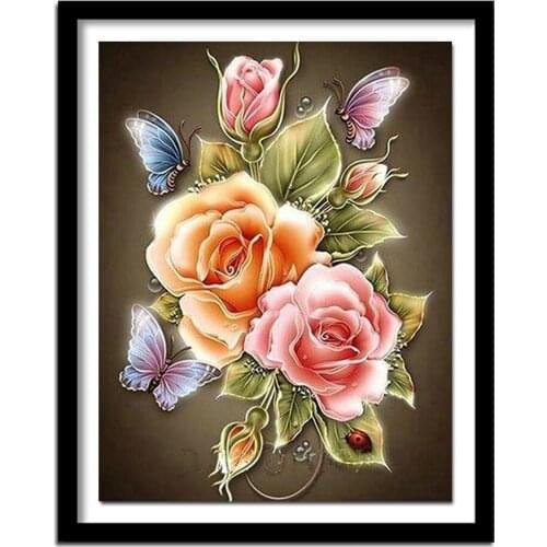Flowers Butterfly Rose Resin Products Diy Diamond Painting Diamond Beadwork Embroidery Diamond Pattern Icon AJ418