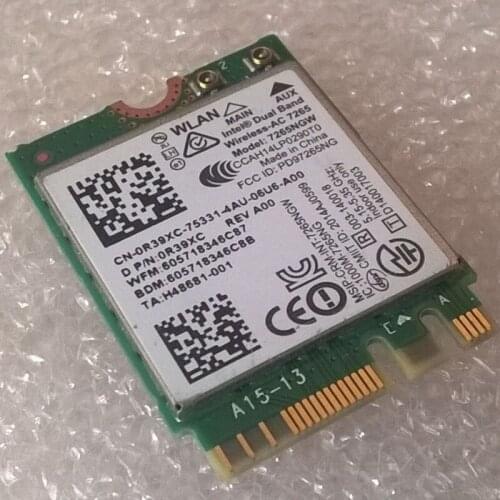 Intel Dual Band Wireless-AC 7265 802.11ac WiFi & BT4.0 Card 7265NGW, D P/N: 0R39XC