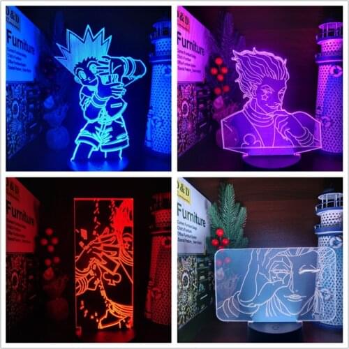 Hunter X Hunter Anime Figure 3D Lamp Gon Freecss Killua Zoldyck Kurapika Hisoka Figurine Model Figma Brinquedos Collectible Xmas