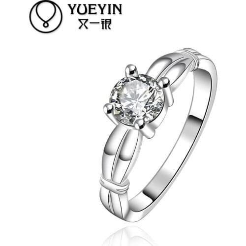 Zircon rings Wholesale silver plated rings for women wedding party fashion jewelry Anniversary Nickle free