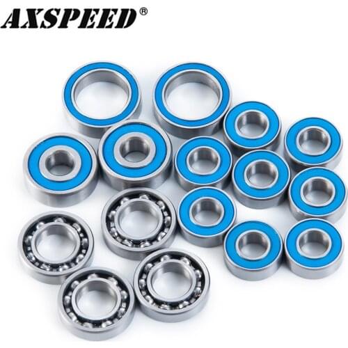 AXSPEED 16PCS RC Car Axle Front and Rear Bearing Kit for 1/10 Axial SCX10.2 SCX10 II Ar44 RC Crawler Blue Bearing Upgrade Parts