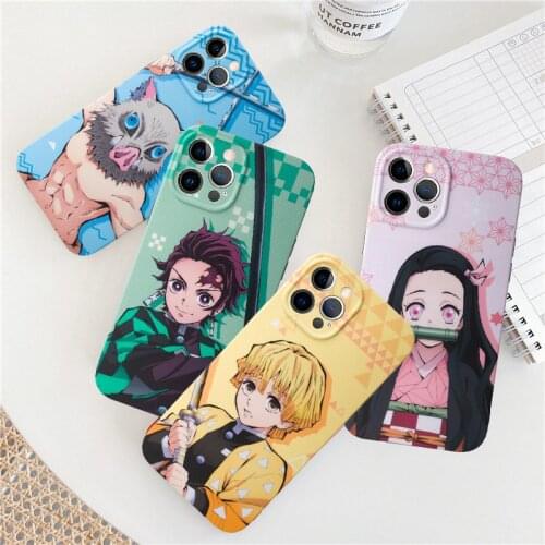 Cartoon Japan Anime Demon Slayer Phone Case Kimetsu No Yaiba for IPhone 12 XS MAX XR 11 Pro 7 8Plus Soft TPU Cover Coque