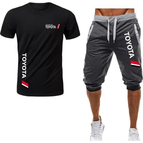New Style Mens Wear, Short Solid Color T-shirt + Short Sports Pants, Various LOGO Designs Can Be Customized by The Buyer, 65% C