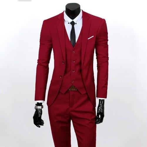 New European and American mens business casual Slim solid color suits three / sets large size (S-6XL) (jacket + pants + vest)