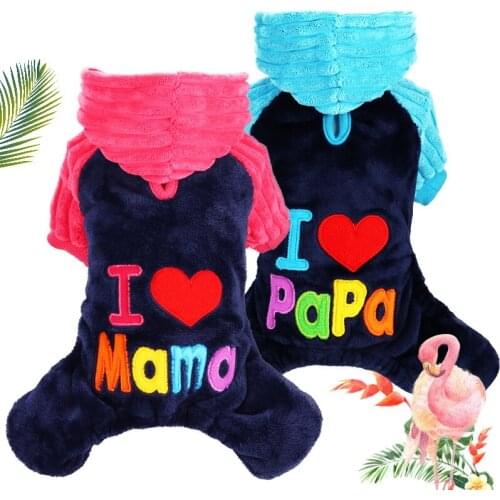 Dog Clothes Winter Warm Pet Dog I Love Papa And Mama Clothing For Pet Small Large Dog Coat Winter Clothes Jackets