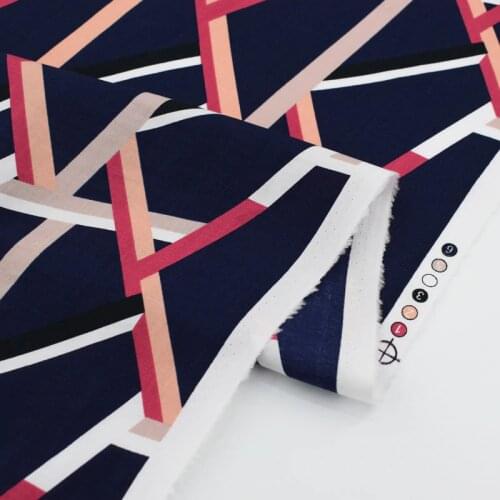 The Purplish blue geometric reactive dyeing pure cotton fabric for summer dress telas por metros tissu au metre vestidos vestido