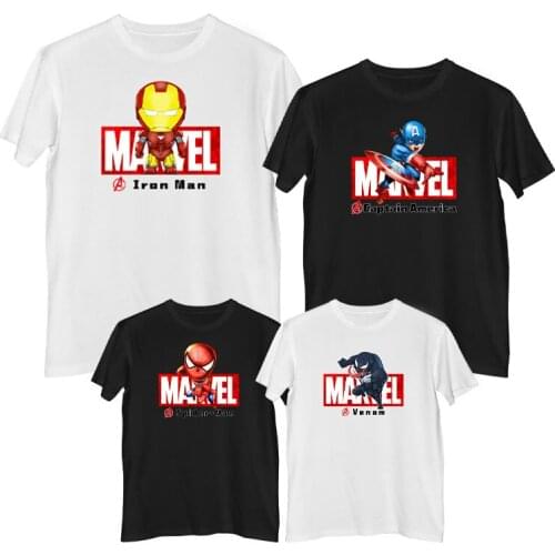 Marvel The Avengers Iron Man Captain America Thor Venom Black Panther Doctor Strange Spider Man T shirt 100% cotton Mens Kids