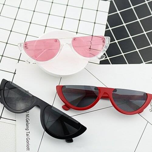 Cool 2020 Half Frame Cat Eye Sunglasses Women Fashion Brand Designer Eyewear Candy Colors Lens Sun Glasses Mirror
