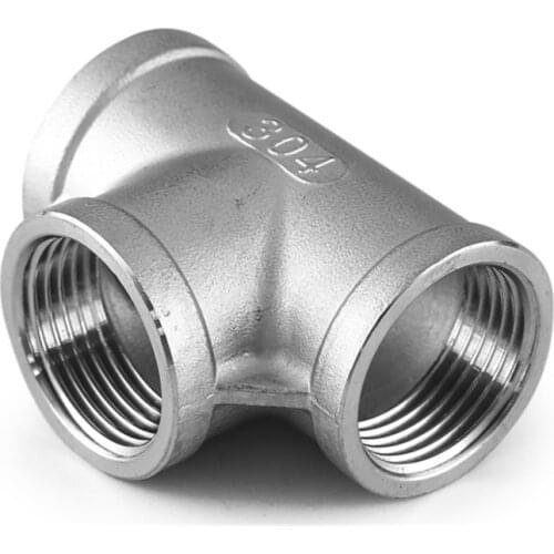 SS 304 Stainless Steel Adapter 1/8" 1/4" 3/8" 1/2" 3/4" 1" 1-1/4" 1-1/2" Female Thread BSP Water Pipe Fitting 3 Way Tee Equal