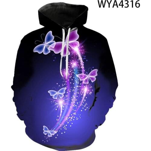 3D Print Butterfly Hoodies Men Women Children Sweatshirt Long Sleeve Flower Pullover Streetwear Insect Cool Boy Girl Casual Coat