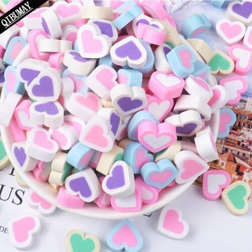 QIBU 20pcs Clay Heart Craft Accessories Candy Pink Cute Phone case Decoration DIY Craft Bow Material Flat Back Planar Handcrafts
