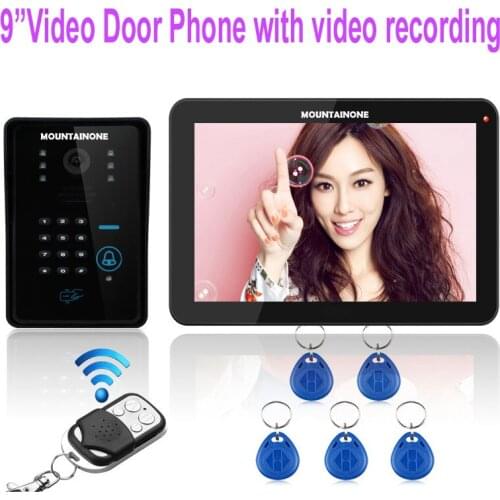 MOUNTAINONE 9" Touch Key Video Door Phone with Video Recording function,1000TVL Outdoor Camera Password&ID Card unlocking