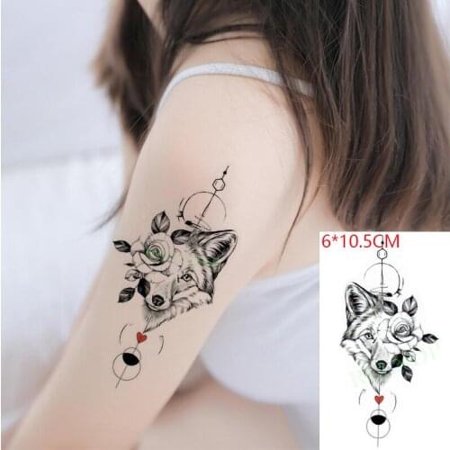 Waterproof Temporary Tattoo Sticker Wolf Moon Circle Fake Tatto Flash Tatoo Tatouage Hand Foot Arm for Men Women